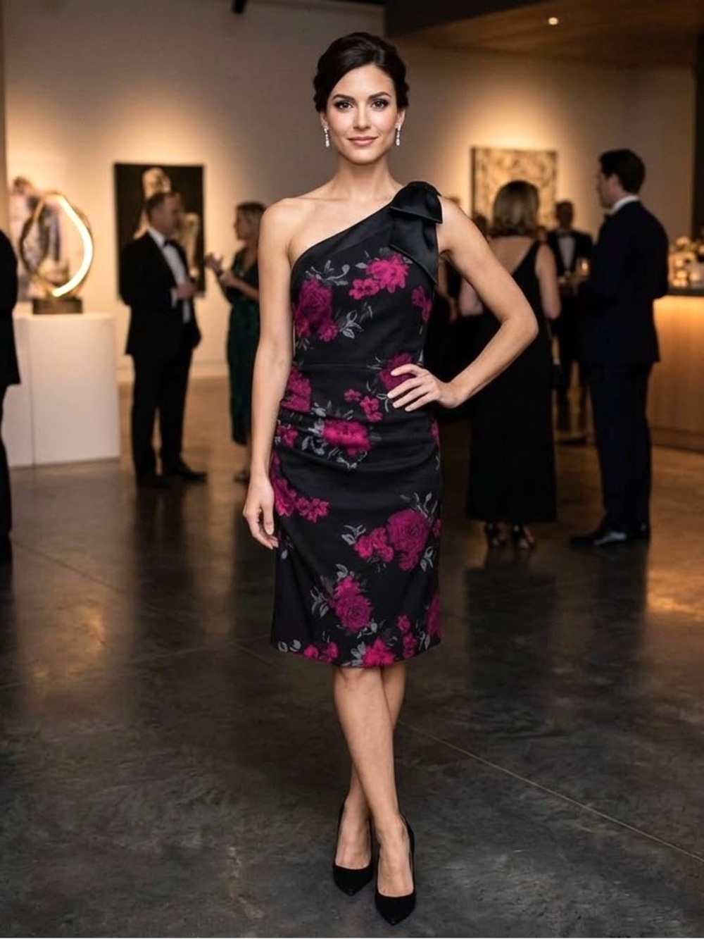 Jacob One Shoulder Black Floral Dress - Sz M